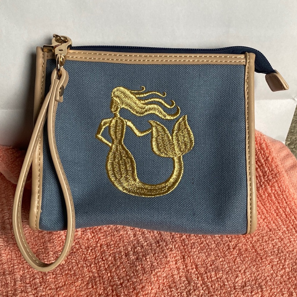 Spartina 449 Blue and Gold Mermaid Wristlet